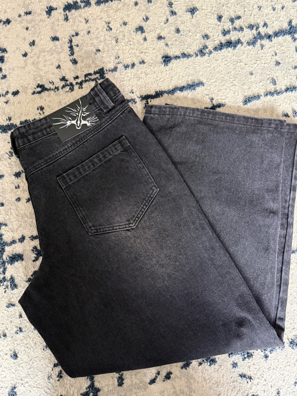 WOJO Black Washed Chrome Denim Size Large 38